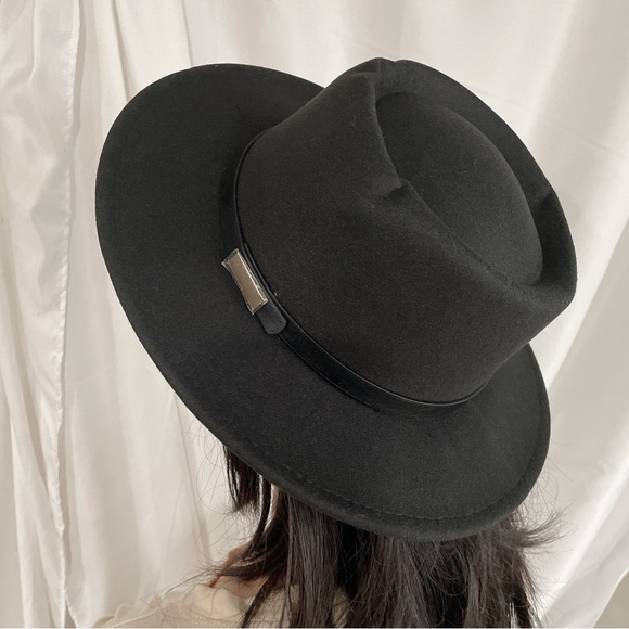 BOW Vintage Wide Brim Felt Wool Bowler Hats Floppy Cloche Fedora Cap black - Picture 1 of 2